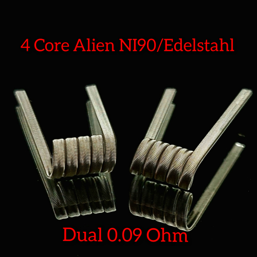 4 Kern Alien Cloud Beast Dual 0.09 Ohm NI90 / Edelstahl